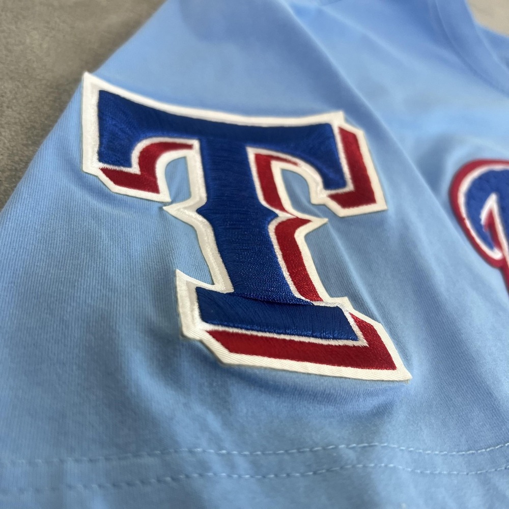 Texas Rangers Shirt Mens Large Blue MLB Baseball Pro Standard Script Patches - Picture 4 of 10